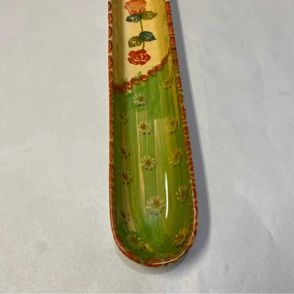 Handpainted Ceramic Olive Dish Tray Appetizer Italy Floral Decorative